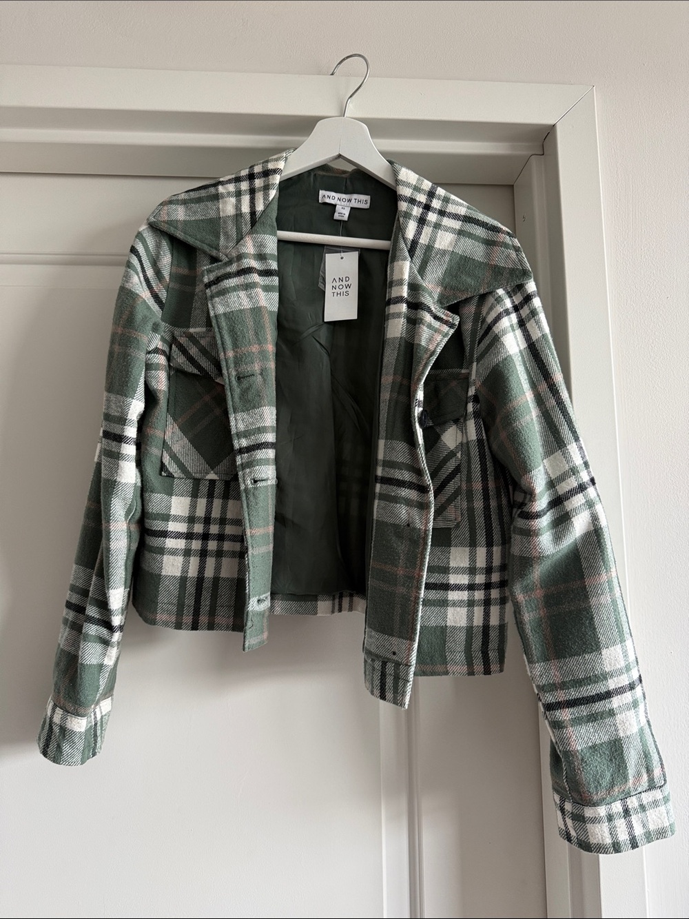 Green Plaid Wool-Blend Jacket